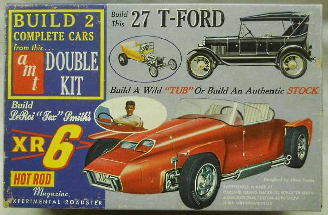 AMT 1/25 1927 Ford T Phaeton and XR-6 Hot Rod Magazine Double Kit, 2127-200 plastic model kit